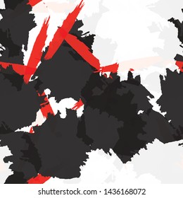 Seamless abstract vector background. Grunge texture red, black, white. Pattern for printing on fabric