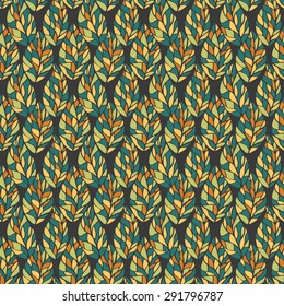 Seamless abstract vector background with leaves