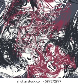 Seamless abstract vector background with multicolored spatter, accretions, stains and spots. Digital painted marble imitation pattern. Modern creative artwork executed in impressionist style.