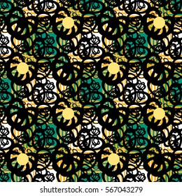 Seamless, abstract, vector background. Palace rich finish. Gallery. Gothic, Baroque Victorian style. Turquoise - white color.