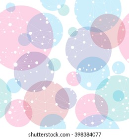Seamless abstract vector background. Pink, light blue, light violet, light green, white background.