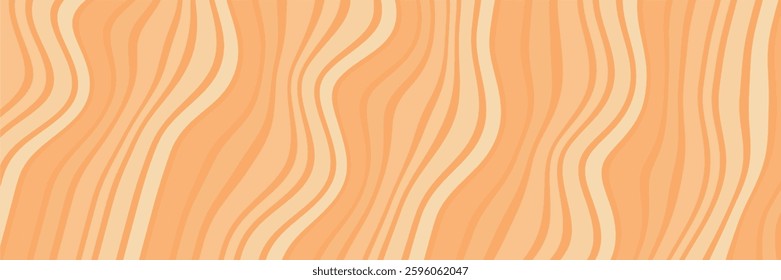 a seamless abstract vector background with wavy, organic lines resembling wood grain or flowing patterns. The color palette consists of warm, earthy tones, including shades of orange and beige.