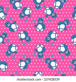 Seamless abstract vector Christmas background with bear