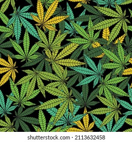 nahtlose abstrakte Vektorgrafik mit Marihuana-Blättern