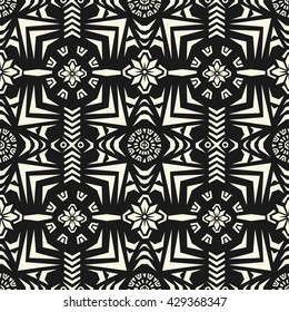 Seamless abstract vector Ethnic pattern texture in monochrome background.flower pattern.