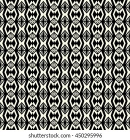 Seamless abstract vector ethnic tribal pattern in black and white background