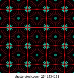 Seamless abstract vector fabric pattern floral pattern fabric stripe pattern ceramic tile with striking blue and red colors, design for wallpaper, background image, tile, fabric pattern.