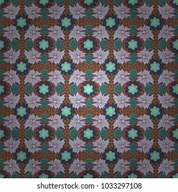 Seamless abstract vector floral pattern in blue, brown and violet colors.