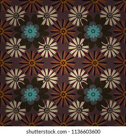 Seamless abstract vector floral pattern in brown, gray and black colors.