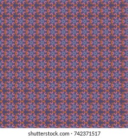 Seamless abstract vector floral pattern in orange, pink and blue colors.