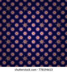 Seamless abstract vector floral pattern in blue, purple and gray colors.