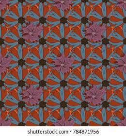 Seamless abstract vector floral pattern in brown, neutral and pink colors.