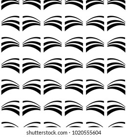Seamless abstract vector geometric monochrome optical pattern. Black wave shapes on white background. Symmetrical layout. Gift wrapping paper. Bed sheets and interior.