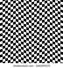 Seamless abstract vector geometric monochrome optical pattern. Ornament made of black and white squares. Optical illusion. Symmetrical layout. Gift wrapping paper. Bed sheets and interior.