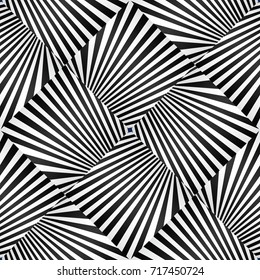 Seamless abstract vector geometric monochrome pattern. Black and white optical ornament. Symmetrical layout. Gift wrapping paper. Bed sheets and interior.