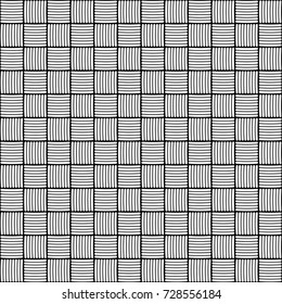Seamless abstract vector geometric monochrome pattern. Black grid on grey background. Optical illusion. Symmetrical layout. Gift wrapping paper. Bed sheets and interior.