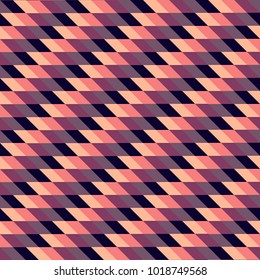 Seamless abstract vector geometric pattern. Ornament made of cream, pink, purple and blue rectangular shapes. Symmetrical layout. Gift wrapping paper. Bed sheets and interior.