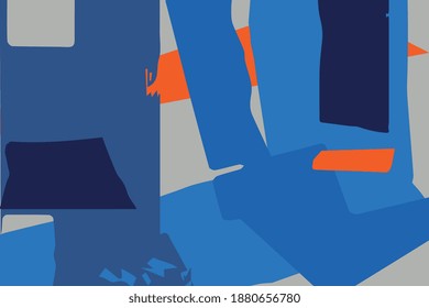 Seamless Abstract Vector Geometric Pattern Design In Bauhaus And Mondrian Style. Modern Collage For Background, Print, Artwork And Wallpaper.