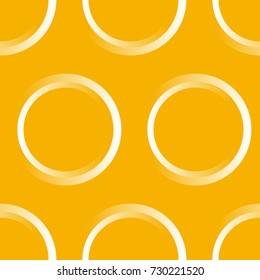 Seamless abstract vector geometric pattern. White 3d gradient rings on yellow background. Symmetrical layout. Gift wrapping paper. Bed sheets and interior.d 