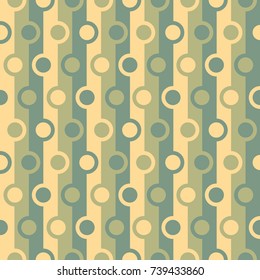 Seamless abstract vector geometric pattern. Ornament made of pastel cream and green circles and stripes. Symmetrical layout. Gift wrapping paper. Bed sheets and interior.