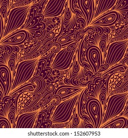 Seamless abstract vector hand-drawn waves pattern, wavy background