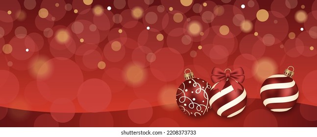 Seamless Abstract Vector Illumination With Christmas Balls And Luminous Background. Horizontally Repeatable.