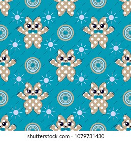 Seamless abstract vector illustration background. Decorative kittens