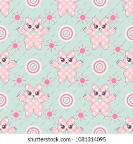 Seamless abstract vector illustration background. Decorative kittens