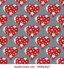 Seamless abstract vector illustration background Valentine's Day. Flowers heart