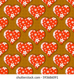 Seamless abstract vector illustration background Valentine's Day. Flowers heart