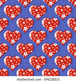 Seamless abstract vector illustration background Valentine's Day. Flowers heart