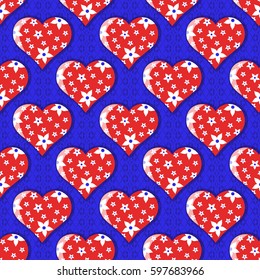 Seamless abstract vector illustration background Valentine's Day. Flowers heart