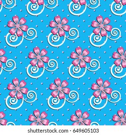 Seamless abstract vector illustration background of decorative flowers