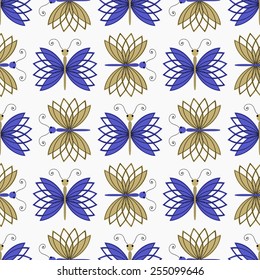 Seamless abstract vector illustration with butterflies