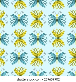 Seamless abstract vector illustration with butterflies