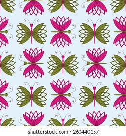 Seamless abstract vector illustration with butterflies