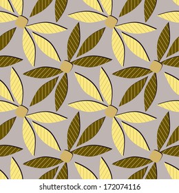 Seamless abstract vector illustration with stylized leaves