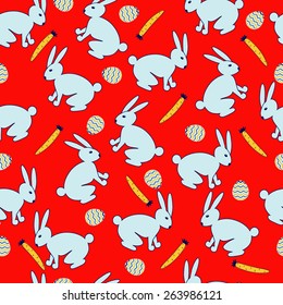 Seamless abstract vector illustration with symbols of Easter
