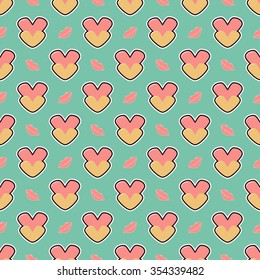Seamless abstract vector illustration Valentine's Day with hearts and lips
