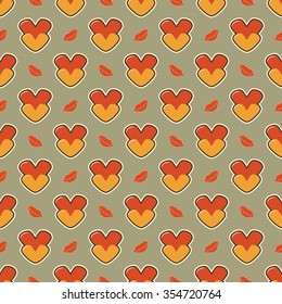 Seamless abstract vector illustration Valentine's Day with hearts and lips