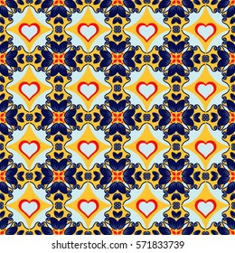 Seamless abstract vector illustration Valentine's Day. Flowers, abstract shapes, heart