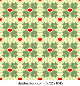 Seamless abstract vector illustration Valentine's Day. Flowers, abstract shapes, heart