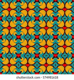 Seamless abstract vector illustration Valentine's Day. Flowers, abstract shapes, heart