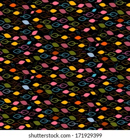 Seamless Abstract Vector Leaves Black Background