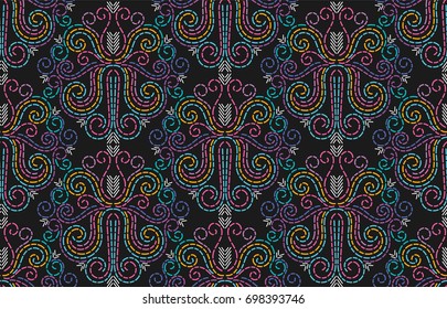 Seamless Abstract Vector Needlepoint Pattern / Background. Needlework, Sewing, Thread Stitches, Embroidery. 