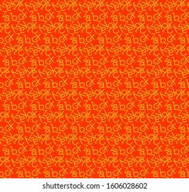 Seamless abstract vector pattern with ABC and XYZ yellow letters with orange background