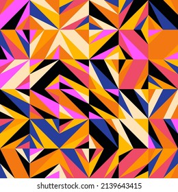 Seamless abstract vector pattern artwork made with repetitive geometry shapes and elements. Geometric design graphics for poster, cover, art, presentation, prints, fabric, wallpaper and etc.
