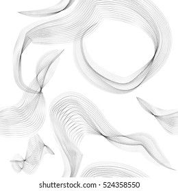 Seamless abstract vector pattern with black wavy lines on white background for your design