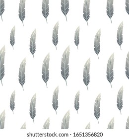 Seamless abstract vector pattern. Blue gradient quills isolated on white background. World writer's day. Geomertical illustraton. Perfect for wallpaper or fabric.