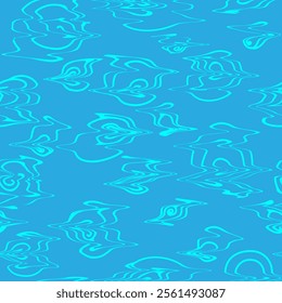 
Seamless abstract vector pattern with blue water waves on a blue background. For designing prints on fabrics, packaging and for creating interiors and scenes in an abstract style